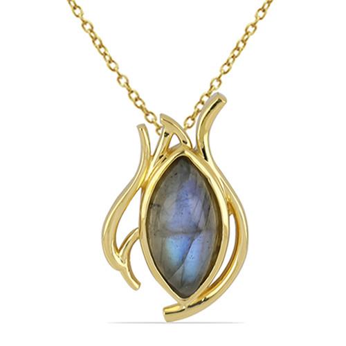 BUY STERLING SILVER NATURAL  LABRADORITE GEMSTONE BIG STONE PENDANT